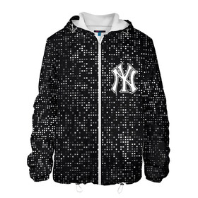 Мужская куртка 3D с принтом New York Yankees в Тюмени, ткань верха — 100% полиэстер, подклад — флис | прямой крой, подол и капюшон оформлены резинкой с фиксаторами, два кармана без застежек по бокам, один большой потайной карман на груди. Карман на груди застегивается на липучку | Тематика изображения на принте: baseball | fashion | game | glitch | new york | sport | бейсбол | игра | мода | нью йорк | спорт