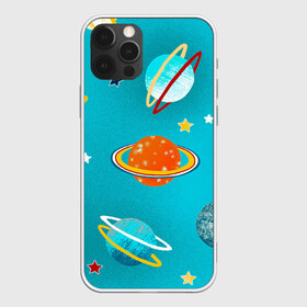 Чехол для iPhone 12 Pro Max с принтом Необычные планеты в Тюмени, Силикон |  | арт | бирюзовый | венера | звезда | звёзды | земля | марс | планета | планеты | рисунок | рисунок карандашом | сатурн | синий