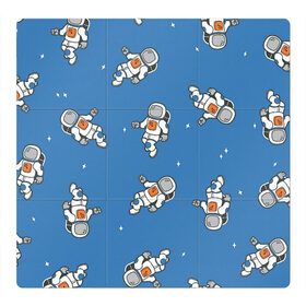 Магнитный плакат 3Х3 с принтом Космонавт в Тюмени, Полимерный материал с магнитным слоем | 9 деталей размером 9*9 см | Тематика изображения на принте: арт | белый | звезда | звёзды | космический турист | космонавт | космонавты | космос | рисунок | синий