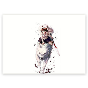 Поздравительная открытка с принтом Принцесса Мононоке в Тюмени, 100% бумага | плотность бумаги 280 г/м2, матовая, на обратной стороне линовка и место для марки
 | аниме | мой сосед тоторо | небесный замок лапута | хаяо миядзаки
