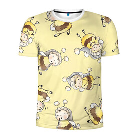 Мужская футболка 3D спортивная с принтом Сонные пчёлки в Тюмени, 100% полиэстер с улучшенными характеристиками | приталенный силуэт, круглая горловина, широкие плечи, сужается к линии бедра | арт | белый | детский рисунок | жёлтый | звезда | звёзды | ночь | отдых | пушистые | пушистый | пчелиная шуба | пчелиная шубка | рисунок | сон | спокойной ночи | чёрный | шуба | шубка