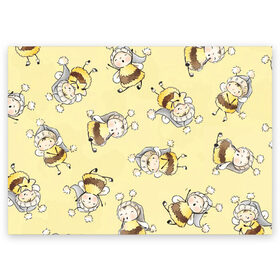 Поздравительная открытка с принтом Сонные пчёлки в Тюмени, 100% бумага | плотность бумаги 280 г/м2, матовая, на обратной стороне линовка и место для марки
 | Тематика изображения на принте: арт | белый | детский рисунок | жёлтый | звезда | звёзды | ночь | отдых | пушистые | пушистый | пчелиная шуба | пчелиная шубка | рисунок | сон | спокойной ночи | чёрный | шуба | шубка