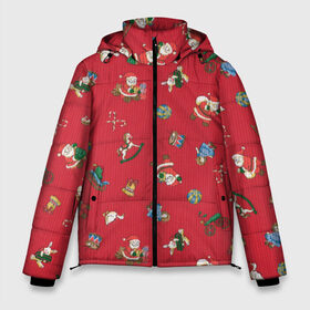 Мужская зимняя куртка 3D с принтом Рождественский рисунок в Тюмени, верх — 100% полиэстер; подкладка — 100% полиэстер; утеплитель — 100% полиэстер | длина ниже бедра, свободный силуэт Оверсайз. Есть воротник-стойка, отстегивающийся капюшон и ветрозащитная планка. 

Боковые карманы с листочкой на кнопках и внутренний карман на молнии. | 