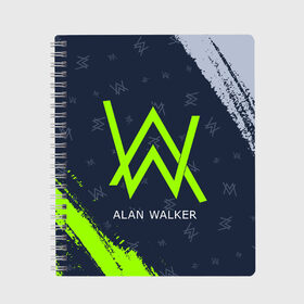 Тетрадь с принтом ALAN WALKER АЛАН УОКЕР в Тюмени, 100% бумага | 48 листов, плотность листов — 60 г/м2, плотность картонной обложки — 250 г/м2. Листы скреплены сбоку удобной пружинной спиралью. Уголки страниц и обложки скругленные. Цвет линий — светло-серый
 | alan | faded | house | logo | music | walker | алан | вокер | волкер | диджей | лого | логотип | логотипы | музыка | музыкант | символ | символы | танцеальная | уокер | хаус | электронная