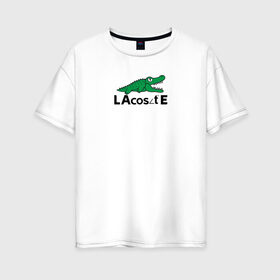 Женская футболка хлопок Oversize с принтом Крокодил в Тюмени, 100% хлопок | свободный крой, круглый ворот, спущенный рукав, длина до линии бедер
 | cos | crocodile | аллигатор | косинус | крокодил | крокодильчик | математика | угол