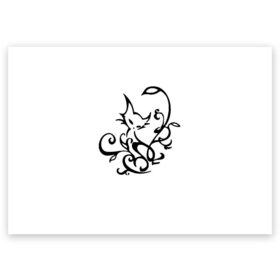 Поздравительная открытка с принтом Котик в Тюмени, 100% бумага | плотность бумаги 280 г/м2, матовая, на обратной стороне линовка и место для марки
 | кот | котик | кошка | рисунок | черно белый