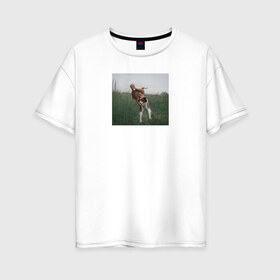 Женская футболка хлопок Oversize с принтом Собака в Тюмени, 100% хлопок | свободный крой, круглый ворот, спущенный рукав, длина до линии бедер
 | dog | собака | собаки | собачка | щенок | щенята