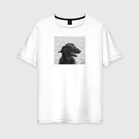 Женская футболка хлопок Oversize с принтом Собака в Тюмени, 100% хлопок | свободный крой, круглый ворот, спущенный рукав, длина до линии бедер
 | dog | голова собаки | собака | собаки | собачка | щенок | щенята