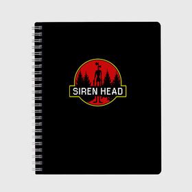 Тетрадь с принтом Siren Head в Тюмени, 100% бумага | 48 листов, плотность листов — 60 г/м2, плотность картонной обложки — 250 г/м2. Листы скреплены сбоку удобной пружинной спиралью. Уголки страниц и обложки скругленные. Цвет линий — светло-серый
 | siren head | игра | лес | монстр | персонаж | сирена | сиреноголовый | чудовище