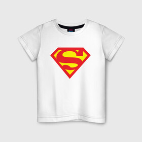 Детская футболка хлопок с принтом Super Man в Тюмени, 100% хлопок | круглый вырез горловины, полуприлегающий силуэт, длина до линии бедер | dc comics. | super man | супергерой | супермен