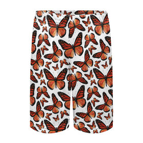 Детские спортивные шорты 3D с принтом Монарх в Тюмени,  100% полиэстер
 | пояс оформлен широкой мягкой резинкой, ткань тянется
 | Тематика изображения на принте: butterflies | butterfly | pattern | бабочка | монарх | насекомые | оранжевый | паттерн | узор