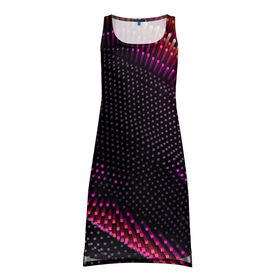 Платье-майка 3D с принтом Aralf в Тюмени, 100% полиэстер | полуприлегающий силуэт, широкие бретели, круглый вырез горловины, удлиненный подол сзади. | abstraction | convex | lines | pink | points | shapes | wavy | абстракция | волнистый | выпуклый | линии | розовый | точки | формы
