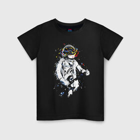 Детская футболка хлопок с принтом Cosmosrock в Тюмени, 100% хлопок | круглый вырез горловины, полуприлегающий силуэт, длина до линии бедер | astronaut | cosmonaut | cosmos | guitar | music | rock | solo | space | star | астронавт | гитара | звезда | космонавт | космос | музыка | солист