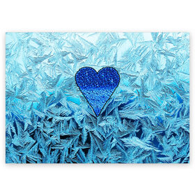 Поздравительная открытка с принтом Ледяное сердце в Тюмени, 100% бумага | плотность бумаги 280 г/м2, матовая, на обратной стороне линовка и место для марки
 | christmas | frozen | new year | snow | winter | влюбленные | дед мороз | зима | зимний | лед | любимая жена | любовь | мама | новый год | подарок | рождество | сердечки | снег | снежинки | снежная королева | узоры