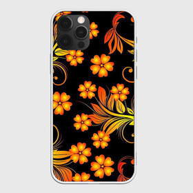 Чехол для iPhone 12 Pro Max с принтом Хохлома в Тюмени, Силикон |  | арт | вектор | желтый | золотой | красный | народный рисунок | рисунок | хохлома | цветок | цветы | чёрный