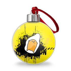 Ёлочный шар с принтом Gudetama в Тюмени, Пластик | Диаметр: 77 мм | gudetama | аниме | веселое яйцо | гудетама | стекающее яйцо | яйцо