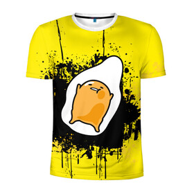 Мужская футболка 3D спортивная с принтом Gudetama в Тюмени, 100% полиэстер с улучшенными характеристиками | приталенный силуэт, круглая горловина, широкие плечи, сужается к линии бедра | gudetama | аниме | веселое яйцо | гудетама | стекающее яйцо | яйцо