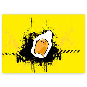 Поздравительная открытка с принтом Gudetama в Тюмени, 100% бумага | плотность бумаги 280 г/м2, матовая, на обратной стороне линовка и место для марки
 | gudetama | аниме | веселое яйцо | гудетама | стекающее яйцо | яйцо