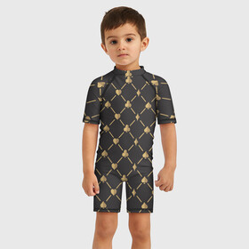 Детский купальный костюм 3D с принтом four suits в Тюмени, Полиэстер 85%, Спандекс 15% | застежка на молнии на спине | карты | орнамент | ромб | узоры