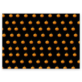 Поздравительная открытка с принтом Хэллоуин узор тыквы в Тюмени, 100% бумага | плотность бумаги 280 г/м2, матовая, на обратной стороне линовка и место для марки
 | день всех святых | джек | символ | тыквы | узор | урожай | хэллоуин