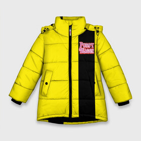 Зимняя куртка для девочек 3D с принтом Kill Bill - Pussy Wagon в Тюмени, ткань верха — 100% полиэстер; подклад — 100% полиэстер, утеплитель — 100% полиэстер. | длина ниже бедра, удлиненная спинка, воротник стойка и отстегивающийся капюшон. Есть боковые карманы с листочкой на кнопках, утяжки по низу изделия и внутренний карман на молнии. 

Предусмотрены светоотражающий принт на спинке, радужный светоотражающий элемент на пуллере молнии и на резинке для утяжки. | kill bill | pickup | pussy | pussy wagon | tarantino | wagon | квентин тарантино | пикап | пусси вагон | тарантино