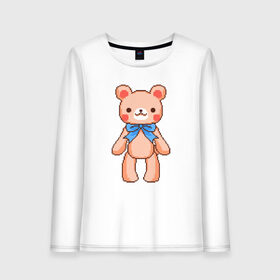 Женский лонгслив хлопок с принтом Pixel Bear в Тюмени, 100% хлопок |  | bear | pixel | pixel bear | медведь | милый медведь | милый мишка | мишка | пиксельный медведь | пиксельный плюшевый мишка | плюшевый медведь | плюшевый мишка