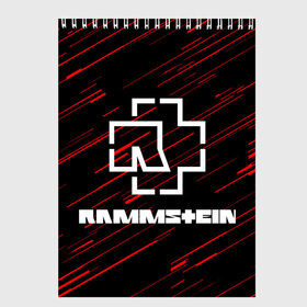 Скетчбук с принтом Rammstein. в Тюмени, 100% бумага
 | 48 листов, плотность листов — 100 г/м2, плотность картонной обложки — 250 г/м2. Листы скреплены сверху удобной пружинной спиралью | music | rammstein | rock | индастриал метал | метал группа | музыка | музыкальная группа | немецкая метал группа | рамштайн | рок | хард рок