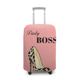 Чехол для чемодана 3D с принтом Леди Босс в Тюмени, 86% полиэфир, 14% спандекс | двустороннее нанесение принта, прорези для ручек и колес | босс | девушка | леди | леопардовый | пафос | розовый