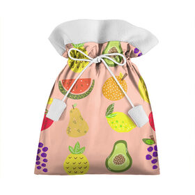 Подарочный 3D мешок с принтом Фруктики в Тюмени, 100% полиэстер | Размер: 29*39 см | авокадо | ананас | апельсин | арбуз | виноград | груша | лимон | фрукт