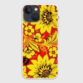 Чехол для iPhone 13 mini с принтом Хохлома в Тюмени,  |  | арт | вектор | желтый | зеленый | золотой | красный | народный рисунок | рисунок | хохлома | цветок | цветы | чёрный | ягода | ягоды