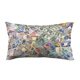 Подушка 3D антистресс с принтом Деньги в Тюмени, наволочка — 100% полиэстер, наполнитель — вспененный полистирол | состоит из подушки и наволочки на молнии | арт | банкноты | валюта | деньги | доллары | зеленый | иена | красный | серый | синий | фунт стерлингов | юани