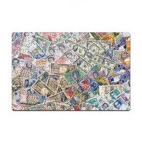 Пазл магнитный 126 элементов с принтом Деньги в Тюмени, полимерный материал с магнитным слоем | 126 деталей, размер изделия —  180*270 мм | арт | банкноты | валюта | деньги | доллары | зеленый | иена | красный | серый | синий | фунт стерлингов | юани