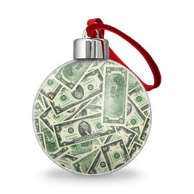 Ёлочный шар с принтом Доллар в Тюмени, Пластик | Диаметр: 77 мм | Тематика изображения на принте: 100 долларов | арт | банкноты | валюта | деньги | доллар | зеленый | рисунок | сто | сто долларов