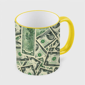 Кружка с полной запечаткой с принтом Доллар в Тюмени, керамика | ёмкость 330 мл | 100 долларов | арт | банкноты | валюта | деньги | доллар | зеленый | рисунок | сто | сто долларов