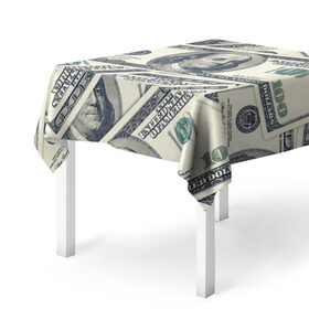 Скатерть 3D с принтом Доллары в Тюмени, 100% полиэстер (ткань не мнется и не растягивается) | Размер: 150*150 см | 100 долларов | арт | банкноты | валюта | деньги | доллары | зеленый | зелень | сто | сто долларов
