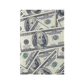 Обложка для паспорта матовая кожа с принтом Доллары в Тюмени, натуральная матовая кожа | размер 19,3 х 13,7 см; прозрачные пластиковые крепления | Тематика изображения на принте: 100 долларов | арт | банкноты | валюта | деньги | доллары | зеленый | зелень | сто | сто долларов