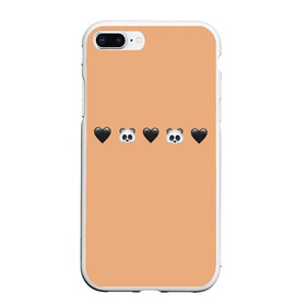 Чехол для iPhone 7Plus/8 Plus матовый с принтом смайлы пандочки и сердечки в Тюмени, Силикон | Область печати: задняя сторона чехла, без боковых панелей | панда | пандочка | пандочки | панды | панды и черные сердечки | сердечки | сердца | смайлики | смайлы | черное сердце