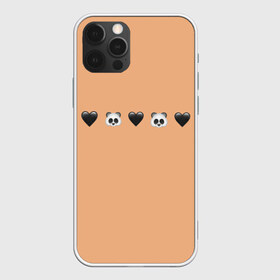 Чехол для iPhone 12 Pro Max с принтом смайлы пандочки и сердечки в Тюмени, Силикон |  | панда | пандочка | пандочки | панды | панды и черные сердечки | сердечки | сердца | смайлики | смайлы | черное сердце