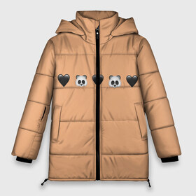 Женская зимняя куртка 3D с принтом смайлы пандочки и сердечки в Тюмени, верх — 100% полиэстер; подкладка — 100% полиэстер; утеплитель — 100% полиэстер | длина ниже бедра, силуэт Оверсайз. Есть воротник-стойка, отстегивающийся капюшон и ветрозащитная планка. 

Боковые карманы с листочкой на кнопках и внутренний карман на молнии | панда | пандочка | пандочки | панды | панды и черные сердечки | сердечки | сердца | смайлики | смайлы | черное сердце