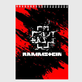 Скетчбук с принтом Rammstein. в Тюмени, 100% бумага
 | 48 листов, плотность листов — 100 г/м2, плотность картонной обложки — 250 г/м2. Листы скреплены сверху удобной пружинной спиралью | music | rammstein | rock | индастриал метал | метал группа | музыка | музыкальная группа | немецкая метал группа | рамштайн | рок | хард рок
