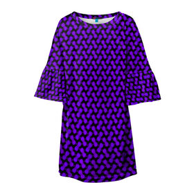 Детское платье 3D с принтом Dorri в Тюмени, 100% полиэстер | прямой силуэт, чуть расширенный к низу. Круглая горловина, на рукавах — воланы | Тематика изображения на принте: abstraction | pattern | purple | shapes | абстракция | паттерн | фиолетовый | формы