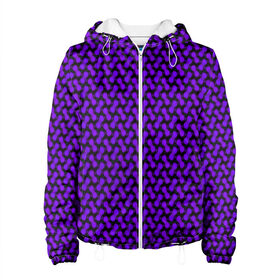 Женская куртка 3D с принтом Dorri в Тюмени, ткань верха — 100% полиэстер, подклад — флис | прямой крой, подол и капюшон оформлены резинкой с фиксаторами, два кармана без застежек по бокам, один большой потайной карман на груди. Карман на груди застегивается на липучку | abstraction | pattern | purple | shapes | абстракция | паттерн | фиолетовый | формы