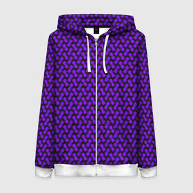 Женская толстовка 3D на молнии с принтом Dorri в Тюмени, 100% полиэстер | длина до линии бедра, манжеты и пояс оформлены мягкой тканевой резинкой, двухслойный капюшон со шнурком для регулировки, спереди молния, по бокам два кармана | abstraction | pattern | purple | shapes | абстракция | паттерн | фиолетовый | формы