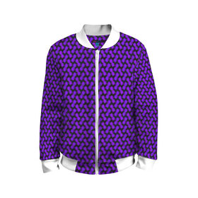Детский бомбер 3D с принтом Dorri в Тюмени, 100% полиэстер | застегивается на молнию, по бокам два кармана без застежек, мягкие манжеты, по низу бомбера и на воротнике — эластичная резинка | Тематика изображения на принте: abstraction | pattern | purple | shapes | абстракция | паттерн | фиолетовый | формы