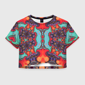 Женская футболка Crop-top 3D с принтом Jecson в Тюмени, 100% полиэстер | круглая горловина, длина футболки до линии талии, рукава с отворотами | abstraction | colorful | fractal | pattern | shape | абстракция | разноцветный | узор | формы | фрактал