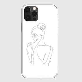 Чехол для iPhone 12 Pro Max с принтом одной линией силуэт девушки в Тюмени, Силикон |  | девушка | женщина | минимализм | не отрывая руки | одной линией | силуэт | чб | черная линия