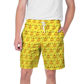 Мужские шорты 3D с принтом Pikachu БОМБИНГ в Тюмени,  полиэстер 100% | прямой крой, два кармана без застежек по бокам. Мягкая трикотажная резинка на поясе, внутри которой широкие завязки. Длина чуть выше колен | Тематика изображения на принте: 
