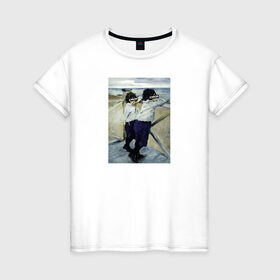Женская футболка хлопок с принтом ремикс дети Серова в Тюмени, 100% хлопок | прямой крой, круглый вырез горловины, длина до линии бедер, слегка спущенное плечо | 