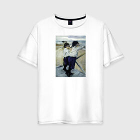 Женская футболка хлопок Oversize с принтом ремикс дети Серова в Тюмени, 100% хлопок | свободный крой, круглый ворот, спущенный рукав, длина до линии бедер
 | 