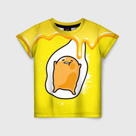 Детская футболка 3D с принтом Gudetama в Тюмени, 100% гипоаллергенный полиэфир | прямой крой, круглый вырез горловины, длина до линии бедер, чуть спущенное плечо, ткань немного тянется | gudetama | анимешное яйцо | гудетама | желток | стекающее яйцо | яичница